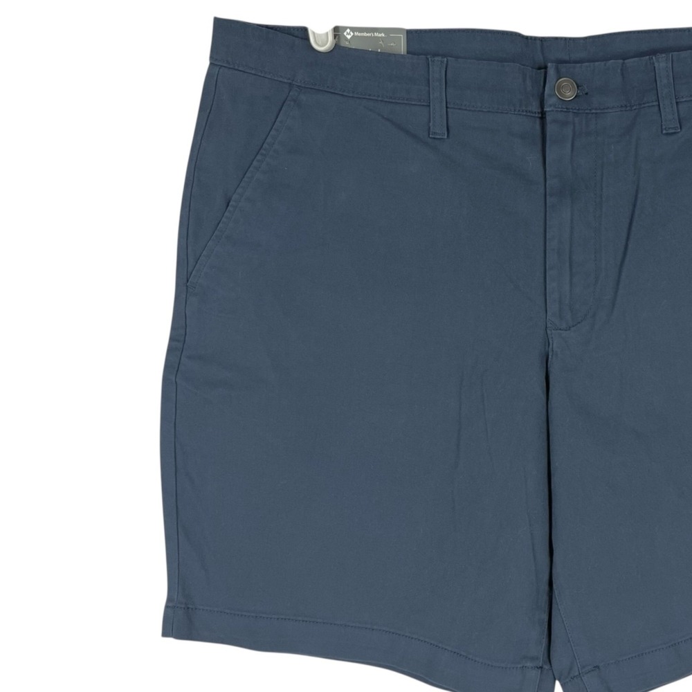 Member's Mark Men's Everyday Stretch Flat Front Blue Shorts Size 40 NWT Pockets - Picture 3 of 11